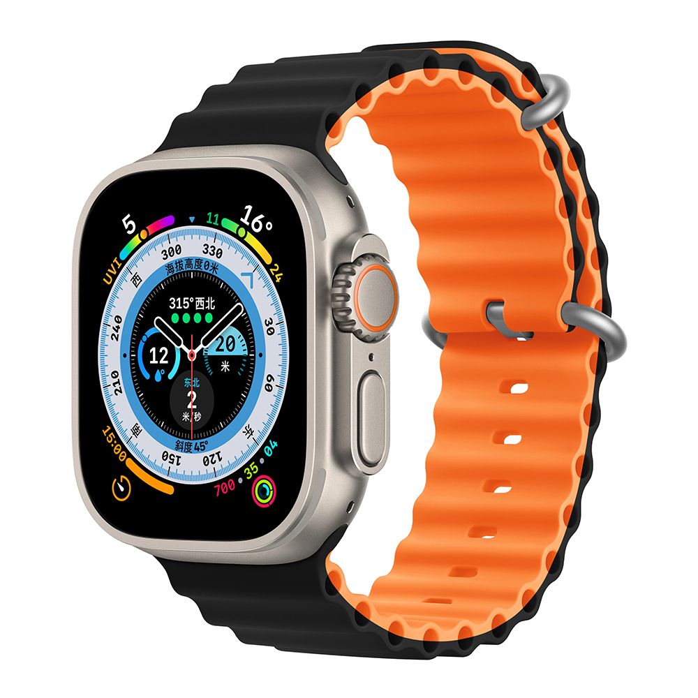 Orso Deluxe Sport Silicone Black/Orange Λουράκι Apple Watch 42/44/45/49mm