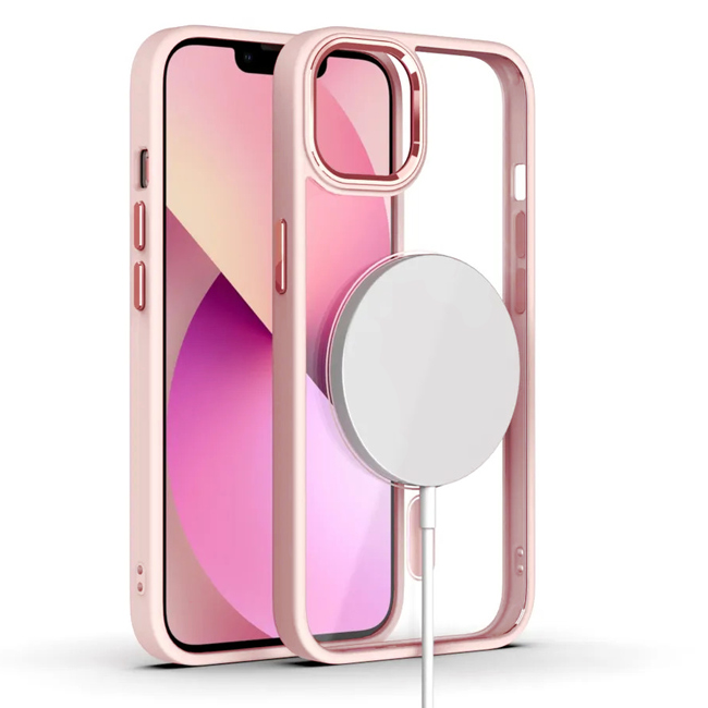 Θήκη iPhone 14/13 Orso MagSafe Metal Tone Clear Pink